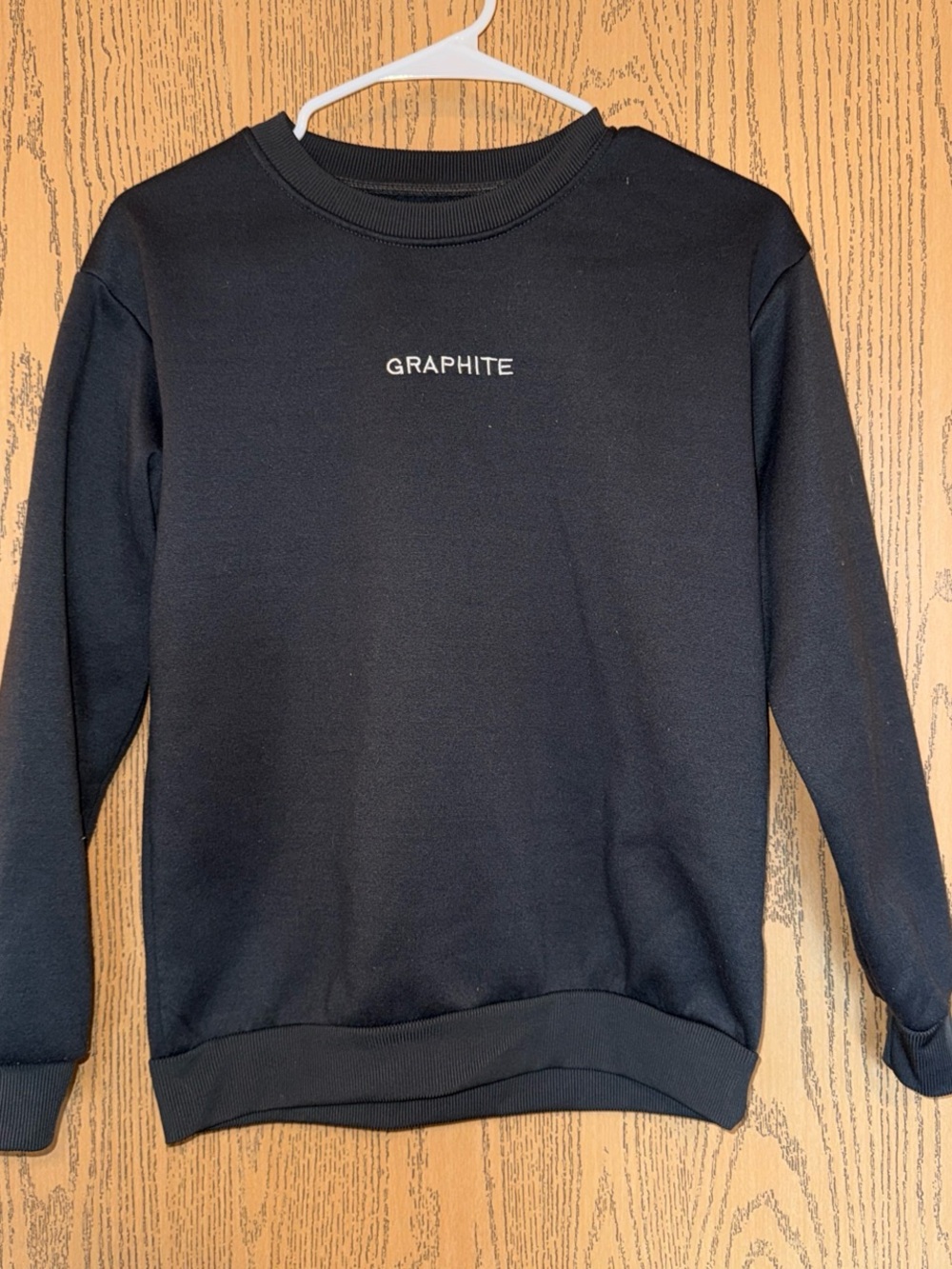 SHEIN Women's Crewneck Sweatshirt in Black with 'GRAPHITE' Chest Logo